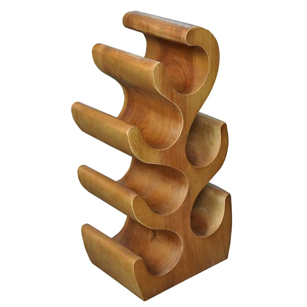 Wohnen Regale<Design Flaschenregal aus Suar Massivholz - Teako