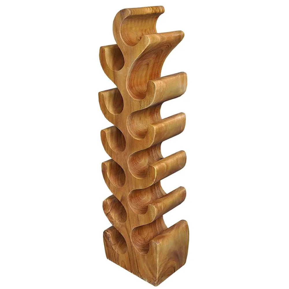 Wohnen Regale<Design Flaschenregal aus Suar Massivholz - Teako