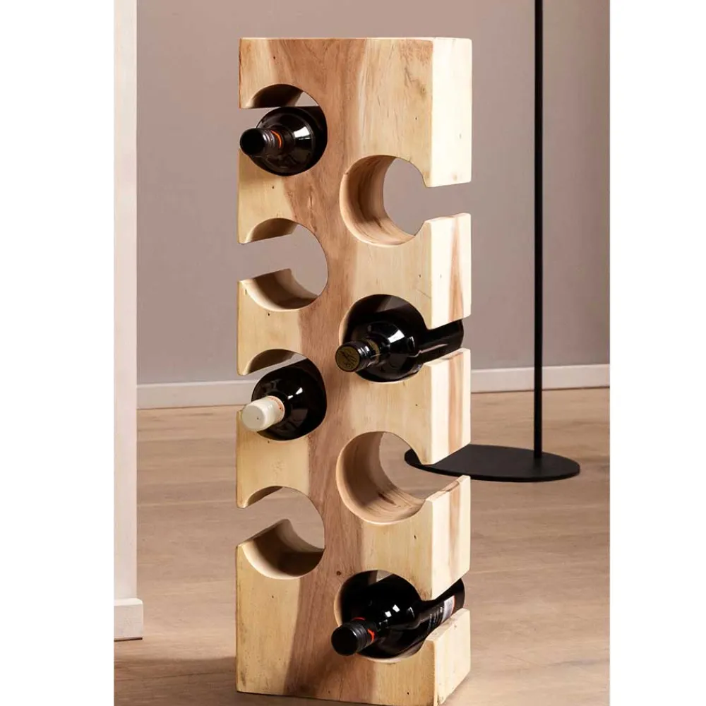 Wohnen Regale<Design Flaschenregal aus Mangobaum Massivholz - Yucata