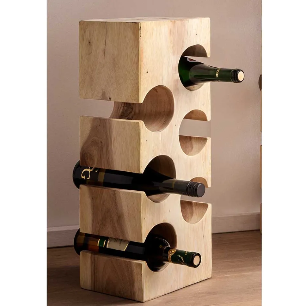 Wohnen Regale<Design Flaschenregal aus Mangobaum Massivholz - Yucata