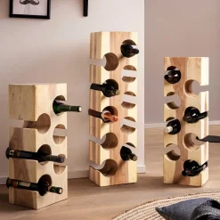Wohnen Regale<Design Flaschenregal aus Mangobaum Massivholz - Yucata
