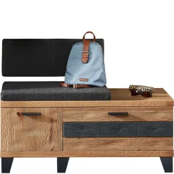 Wohnen Sitzbank<Design Flurbank aus Wildeiche in Natur & Grau - Elprisca
