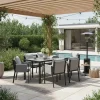 Wohnen Sitzgruppe<Design Garten-Essgruppe in Grau & Schwarz - Geraldine (siebenteilig)