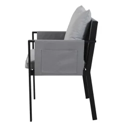 Wohnen Sitzgruppe<Design Garten-Essgruppe in Grau & Schwarz - Geraldine (siebenteilig)