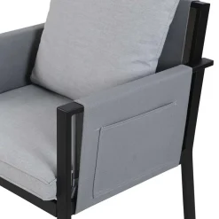 Wohnen Sitzgruppe<Design Garten-Essgruppe in Grau & Schwarz - Geraldine (siebenteilig)