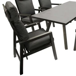 Wohnen Sitzgruppe<Design Gartentisch Gruppe in Dunkelgrau - Curedo (siebenteilig)