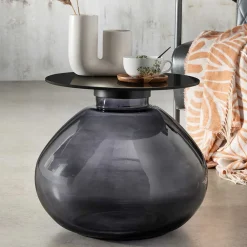 Wohnen Tische<Design Glas Beistelltisch in Schwarz - Idian