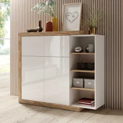 Wohnen Highboards|Kommoden<Design Highboard mit 2 Klappen & 2 Türen - Milvara
