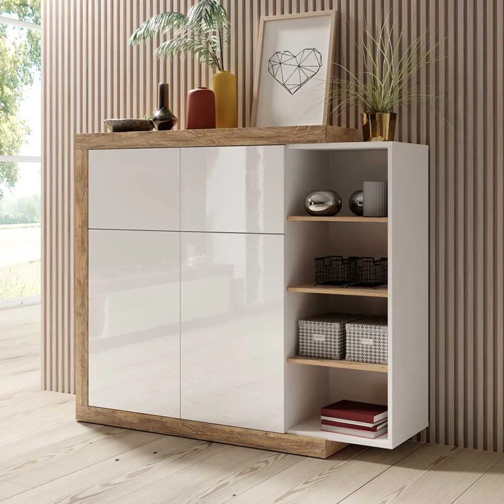 Wohnen Highboards|Kommoden<Design Highboard mit 2 Klappen & 2 Türen - Milvara