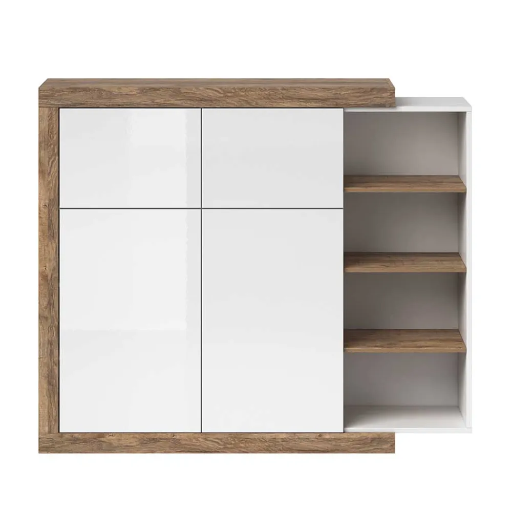 Wohnen Highboards|Kommoden<Design Highboard mit 2 Klappen & 2 Türen - Milvara