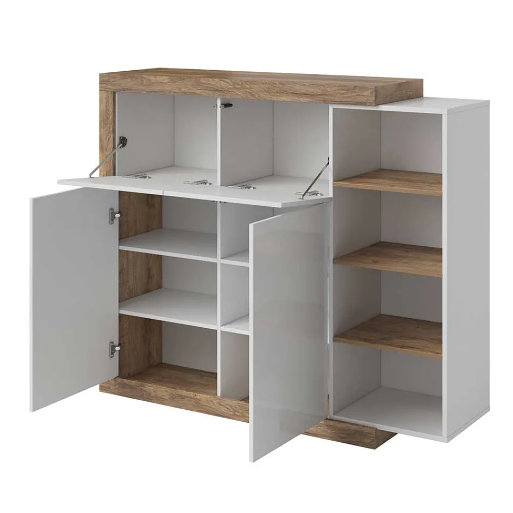 Wohnen Highboards|Kommoden<Design Highboard mit 2 Klappen & 2 Türen - Milvara