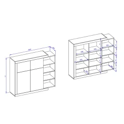 Wohnen Highboards|Kommoden<Design Highboard mit 2 Klappen & 2 Türen - Milvara
