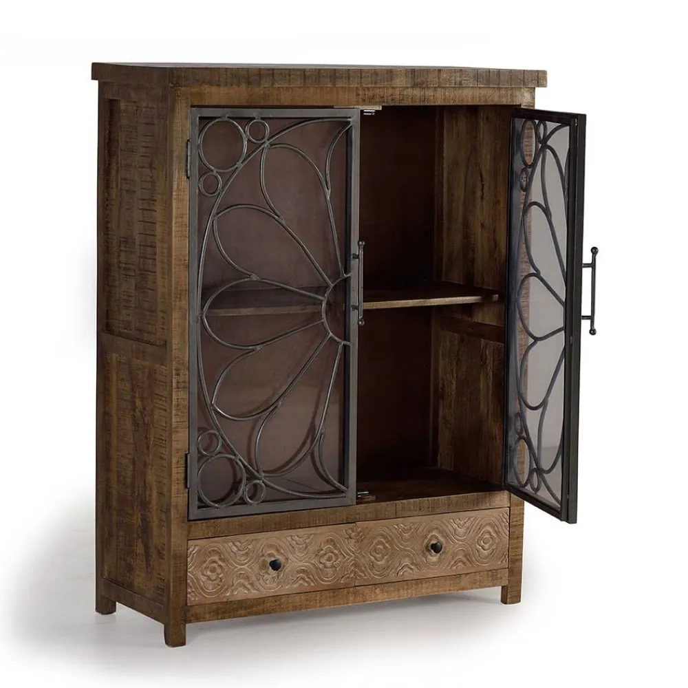 Wohnen Highboards|Vitrinen<Design Highboard mit Glas Metalltüren - Everton