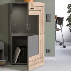 Wohnen Vitrinen<Design Highboard mit Glas 60x117x37 cm - Scarlett