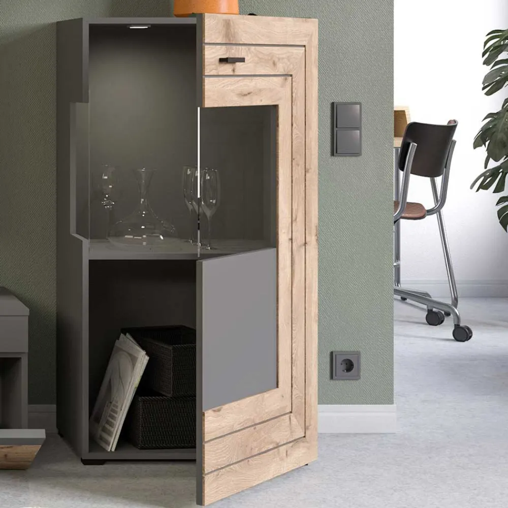 Wohnen Vitrinen<Design Highboard mit Glas 60x117x37 cm - Scarlett