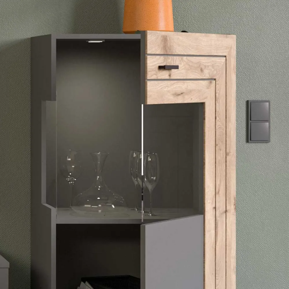 Wohnen Vitrinen<Design Highboard mit Glas 60x117x37 cm - Scarlett