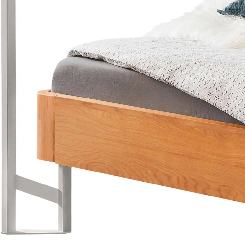 Wohnen Betten<Design Himmelbett in Eiche Natur & Weiß - Risa
