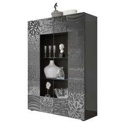 Wohnen Schränke<Design Hochglanz Vitrine in Anthrazit - Ipatal