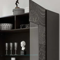 Wohnen Schränke<Design Hochglanz Vitrine in Anthrazit - Ipatal