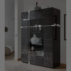 Wohnen Schränke<Design Hochglanz Vitrine in Anthrazit - Ipatal