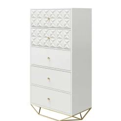 Wohnen Kommoden<Design Hochkommode in Weiß & Gold - Fiolpedo