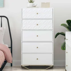 Wohnen Kommoden<Design Hochkommode in Weiß & Gold - Fiolpedo