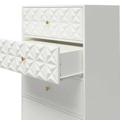 Wohnen Kommoden<Design Hochkommode in Weiß & Gold - Fiolpedo