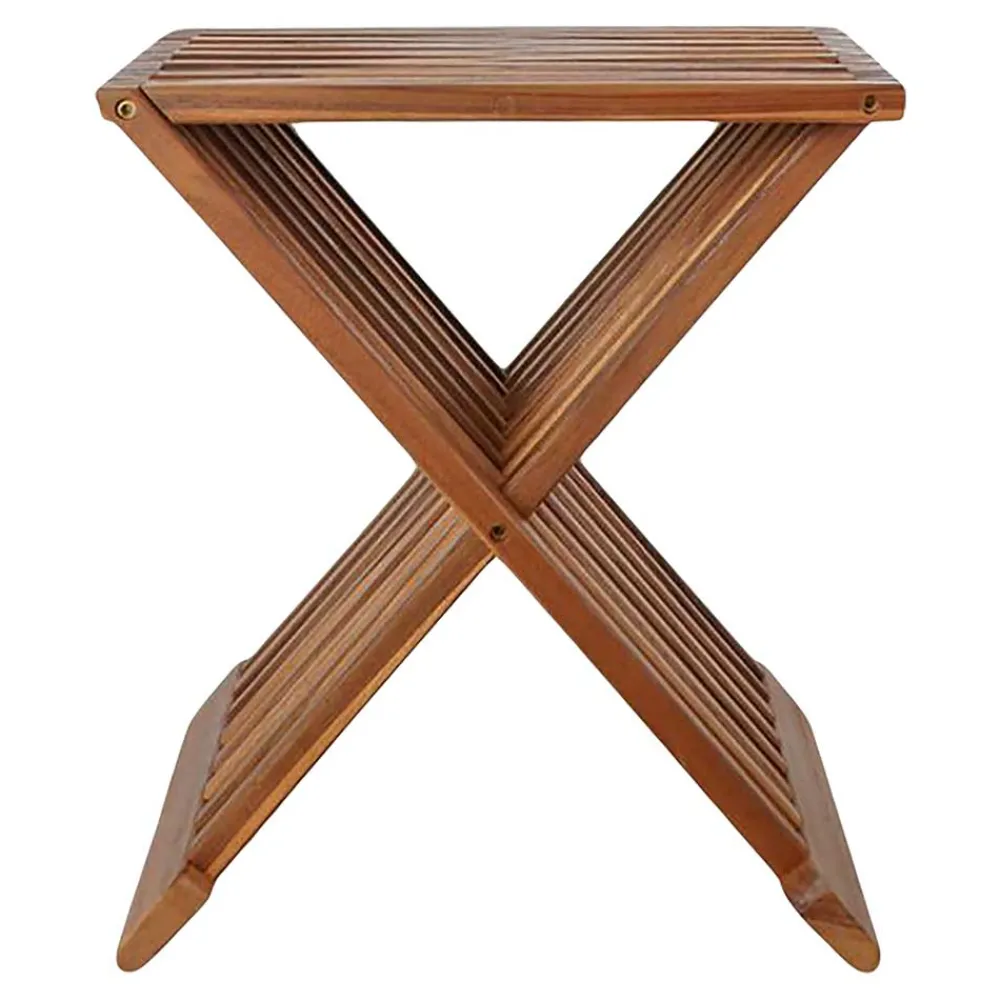 Wohnen Hocker<Design Hocker in X-Form aus Teak Massivholz - Zalya
