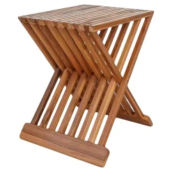 Wohnen Hocker<Design Hocker in X-Form aus Teak Massivholz - Zalya