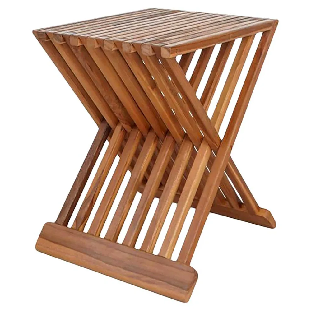 Wohnen Hocker<Design Hocker in X-Form aus Teak Massivholz - Zalya
