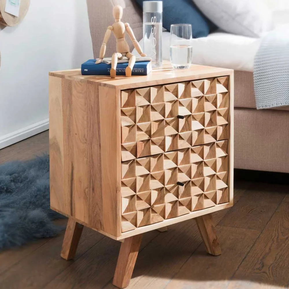 Wohnen Kommoden<Design Holz Nachtkommode aus Akazie - Liniavo