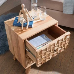 Wohnen Kommoden<Design Holz Nachtkommode aus Akazie - Liniavo