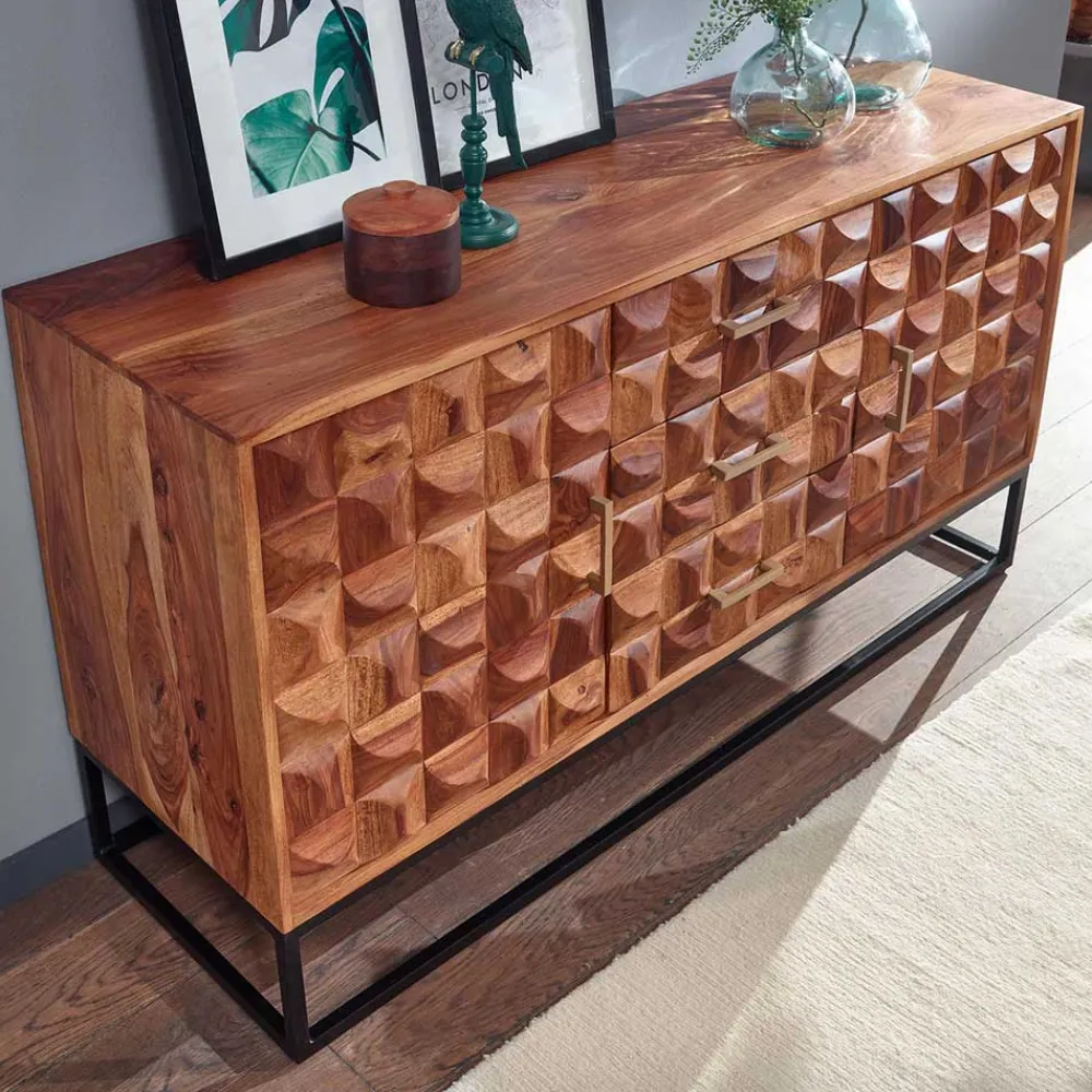Wohnen Sideboards<Design Holz Sideboard mit Bügelgestell - Rusty