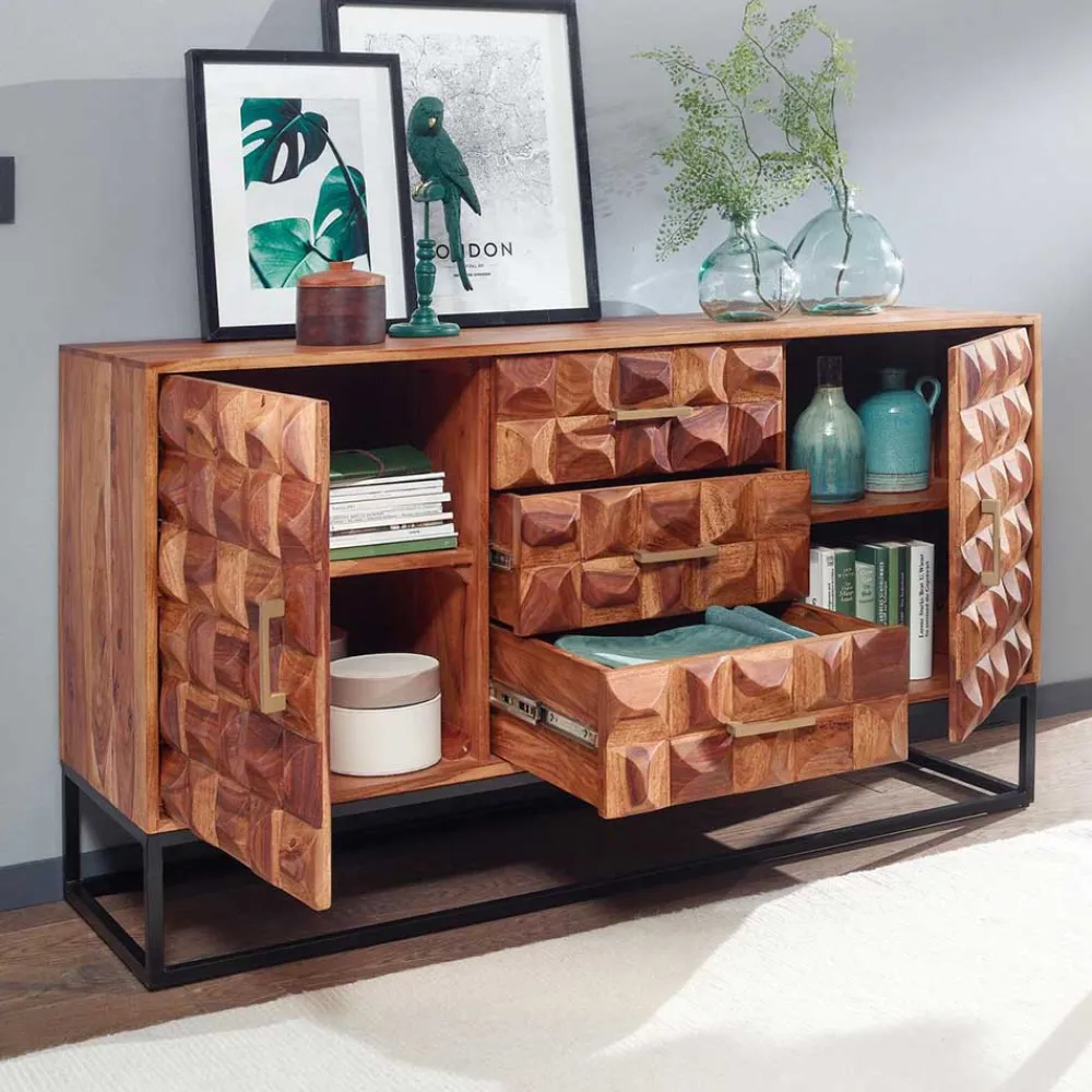 Wohnen Sideboards<Design Holz Sideboard mit Bügelgestell - Rusty