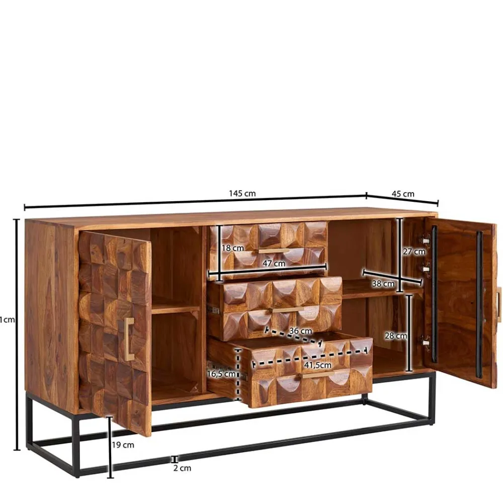 Wohnen Sideboards<Design Holz Sideboard mit Bügelgestell - Rusty