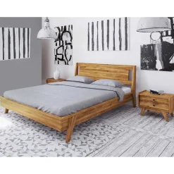 Wohnen Betten<Design Holzbett aus Wildeiche - Hardus (dreiteilig)