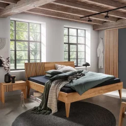 Wohnen Betten<Design Holzbett aus Wildeiche Massivholz - Manarola I