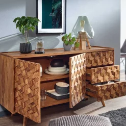 Wohnen Sideboards<Design Kommode aus Sheesham Massivholz - Coroco