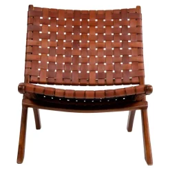 Wohnen Sessel<Design Lounge Stuhl aus Leder Geflecht - Maisu