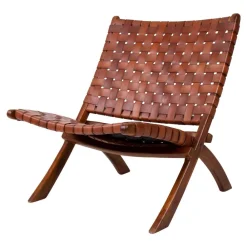 Wohnen Sessel<Design Lounge Stuhl aus Leder Geflecht - Maisu