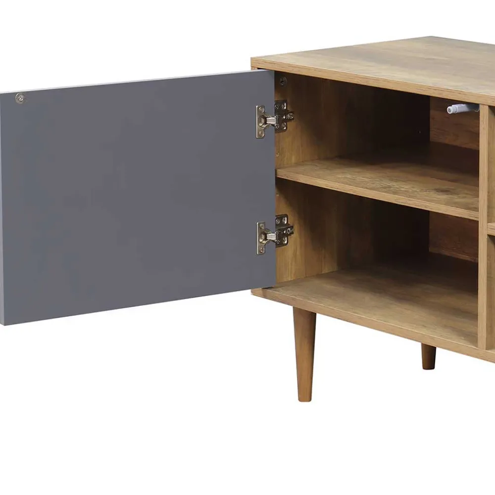 Wohnen Tv & Hifi-Möbel|Lowboards<Design Lowboard für TV in Grau & Natur - Ascolano