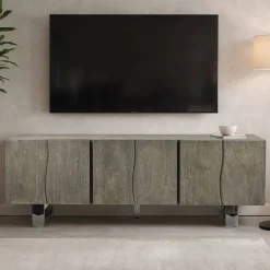 Wohnen Tv & Hifi-Möbel|Lowboards<Design Lowboard in Grau und Chrom - Vientor