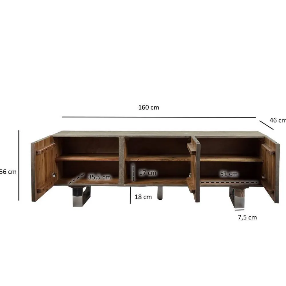 Wohnen Tv & Hifi-Möbel|Lowboards<Design Lowboard in Grau und Chrom - Vientor