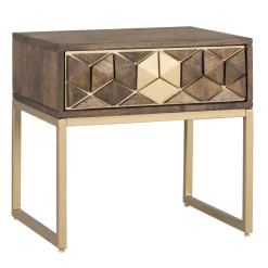 Wohnen Kommoden<Design Nachtkommode in Walnuss Braun und Gold - Feregato