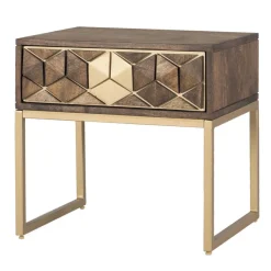 Wohnen Kommoden<Design Nachtkommode in Walnuss Braun und Gold - Feregato