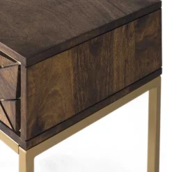 Wohnen Kommoden<Design Nachtkommode in Walnuss Braun und Gold - Feregato