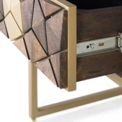 Wohnen Kommoden<Design Nachtkommode in Walnuss Braun und Gold - Feregato
