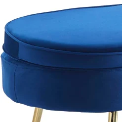 Wohnen Sitzbank<Design Polsterbank in Blau Samt & Gold Metall - Dotagon
