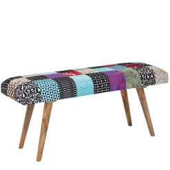 Wohnen Sitzbank<Design Polsterbank mit Samt Patchwork Bezug - Clarisa
