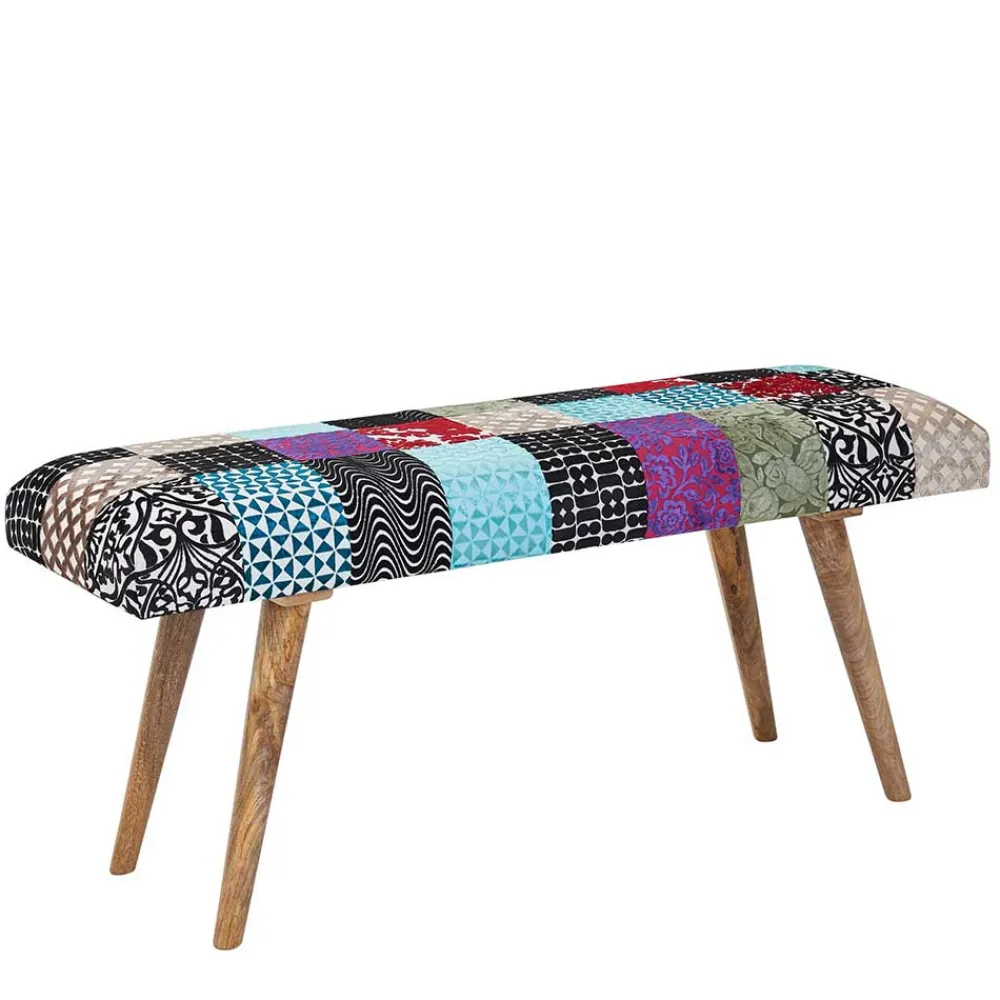 Wohnen Sitzbank<Design Polsterbank mit Samt Patchwork Bezug - Clarisa